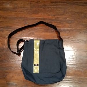 Navy Messenger Bag with Reflective Strip with Adjustable Straps